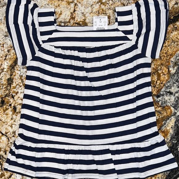NWT J. Crew Girls' Navy & White Stripe Square-Neck Peplum Tee - Picture 11 of 11